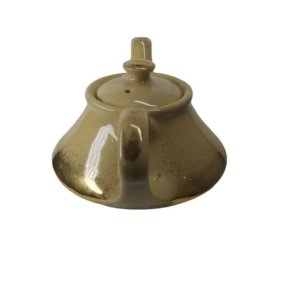 Vintage Pearl Ceramic Tea  Set, Yellow, Gilded 22k Carat Accents, 3 Piece Set - Picture 5 of 16